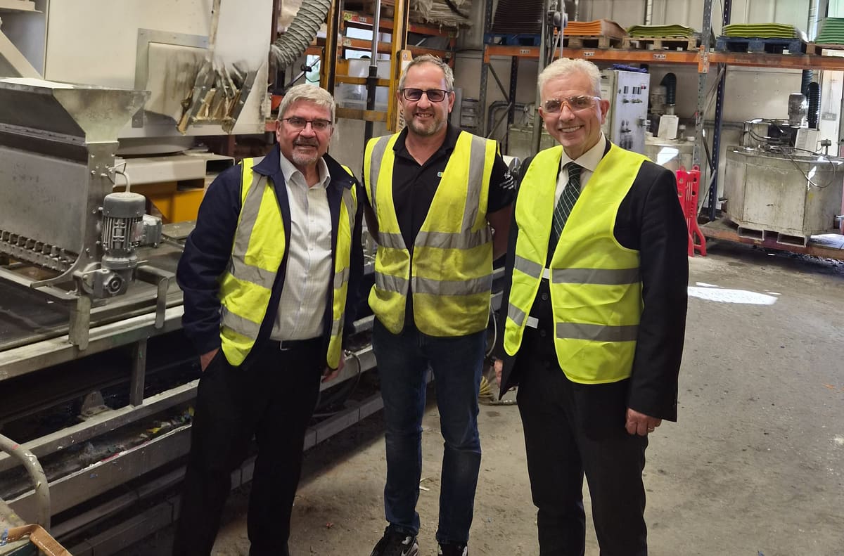 Councillor Nick Mannion, Thermmark managing director Neville Robson and Councillor Michael Gorman at the Congleton factory