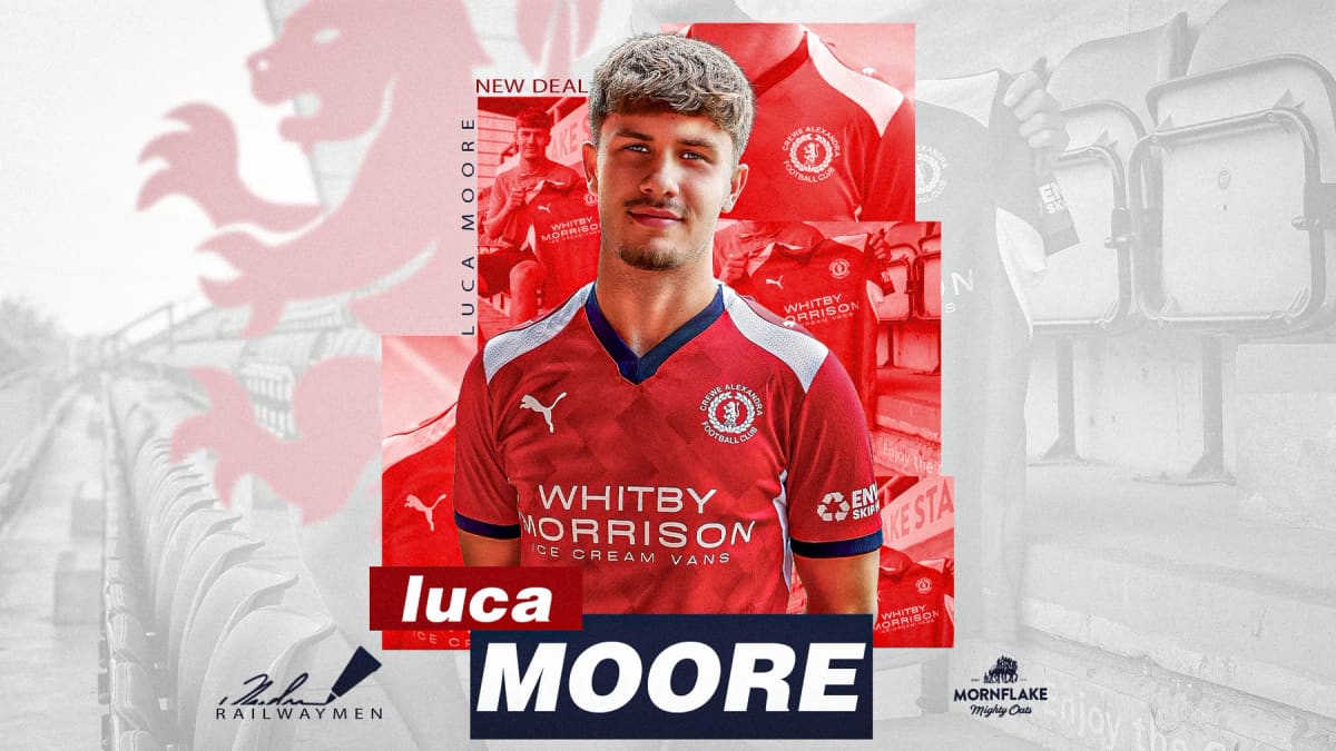 Luca Moore Signs New Crewe Alexandra Contract Until 2028 — Crewe news photo (Crewe Alexandra FC)