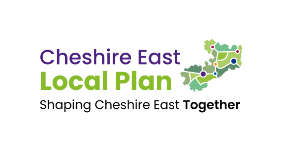 Cheshire East Local Plan graphic showing the borough map and the words Shaping Cheshire East Together
